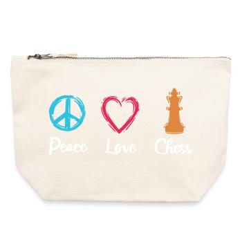 Paix Amour Échecs - Pochette zippée en toile 22 x 23 cm - blanc naturel - Devant