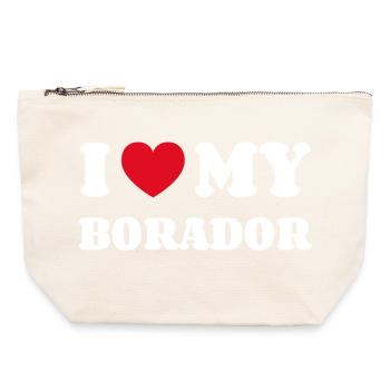 I Love My Borador Hund Besitzer - Canvas Reißverschluss-Täschchen (22 x 23 cm) - Naturweiß - Vorne