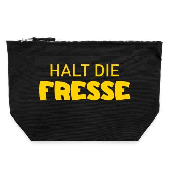 Halt die Fresse - Cooler Spruch - Canvas Reißverschluss-Täschchen (22 x 23 cm) - Schwarz - Vorne