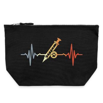 Tiermedizin Spritze EKG - Canvas Reißverschluss-Täschchen (22 x 23 cm) - Schwarz - Vorne