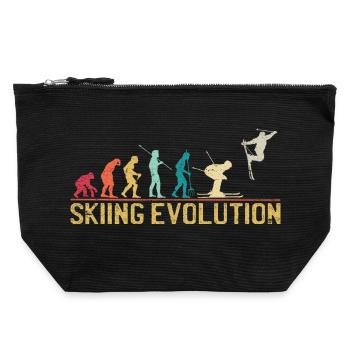 Ski-Evolution: Von den ersten Schritten zum Freestyle - Canvas Reißverschluss-Täschchen (22 x 23 cm) - Schwarz - Vorne