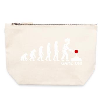 Game On Evolution: Gaming Button Gamer Nerd - Canvas Reißverschluss-Täschchen (22 x 23 cm) - Naturweiß - Vorne