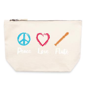 Flûte d’amour de paix - Pochette zippée en toile 22 x 23 cm - blanc naturel - Devant