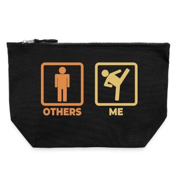 Kickboxer stick figures - Canvas Zip Pouch 22 x 23 cm - black - Front