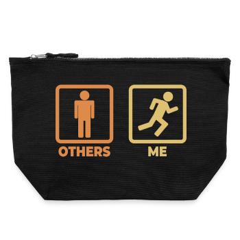 Runner stick figures - Canvas Zip Pouch 22 x 23 cm - black - Front