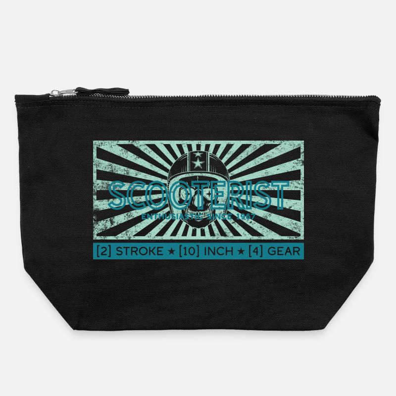 Scooterist Enthusiast Vintage Rays - Canvas Zip Pouch 22 x 23 cm - black