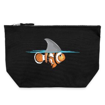 Clownfish with shark fin costume - Canvas Zip Pouch 22 x 23 cm - black - Front
