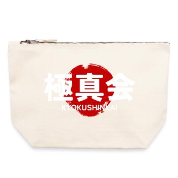 Kyokushin Karate Dojo GYM Kanji japonais - Pochette zippée en toile 22 x 23 cm - blanc naturel - Devant