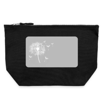 Pissenlit gris | personnalisable - Pochette zippée en toile 22 x 23 cm - noir - Devant