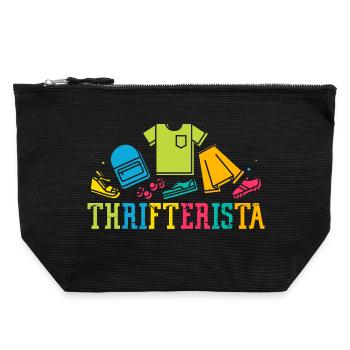 Thrift Shopper Thrifterista Thrift Store - Canvas Reißverschluss-Täschchen (22 x 23 cm) - Schwarz - Vorne