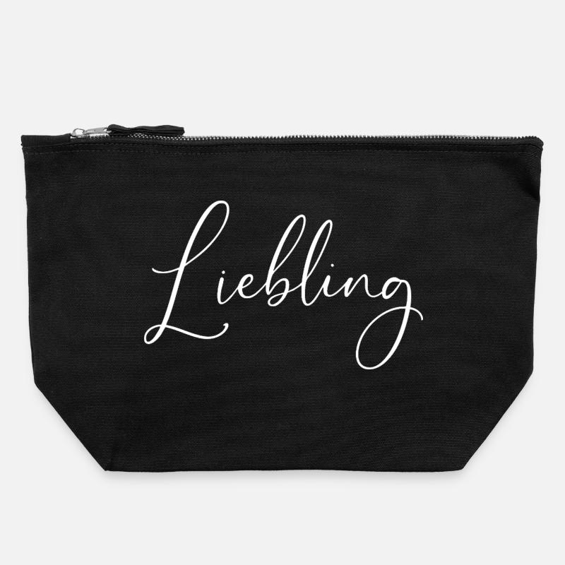 darling / handwriting design - Canvas Zip Pouch 22 x 23 cm - black