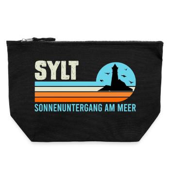 Vacances en mer du Nord COUCHER DE SOLEIL AU BORD DE LA MER Drôle - Pochette zippée en toile 22 x 23 cm - noir - Devant