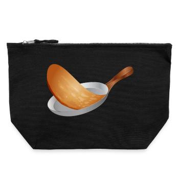 turn golden brown pancakes in the pan - Canvas Zip Pouch 22 x 23 cm - black - Front