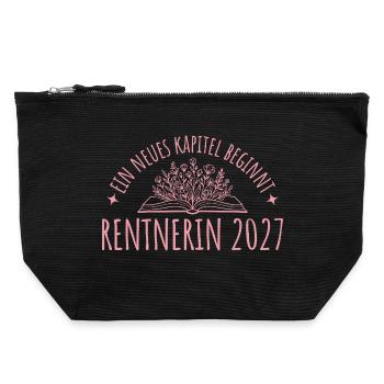 Rente Abschied 2027 Kollegin Neues Kapitel - Canvas Reißverschluss-Täschchen (22 x 23 cm) - Schwarz - Vorne