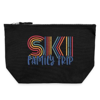 Conception colorée d’un voyage de ski en famille - Pochette zippée en toile 22 x 23 cm - noir - Devant