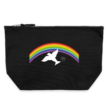 RAINBOW Regenbogen with peace dove - Canvas Zip Pouch 22 x 23 cm - black - Front