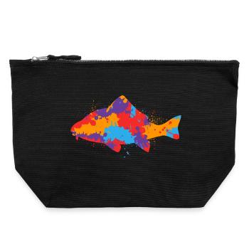 Bunter Karpfen Angeln Karpfenangler Fischen Angler - Canvas Reißverschluss-Täschchen (22 x 23 cm) - Schwarz - Vorne