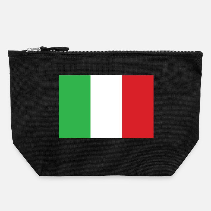 Drapeau de l’Italie Conception verticale - Pochette zippée en toile 22 x 23 cm - noir
