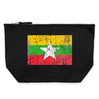 Myanmar flag Burma Birmanien Fahne Flagge - Canvas Zip Pouch 22 x 23 cm - black - Front