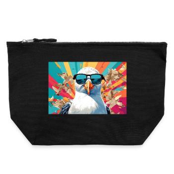 Mouette fraîche dans la mêlée - Pochette zippée en toile 22 x 23 cm - noir - Devant