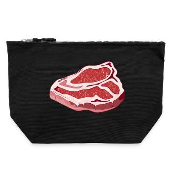 prächtiges rohes T Bone Steak für Grillpartys - Canvas Reißverschluss-Täschchen (22 x 23 cm) - Schwarz - Vorne