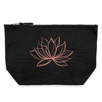 fleur de lotus  - Pochette zippée en toile 22 x 23 cm - noir - Devant