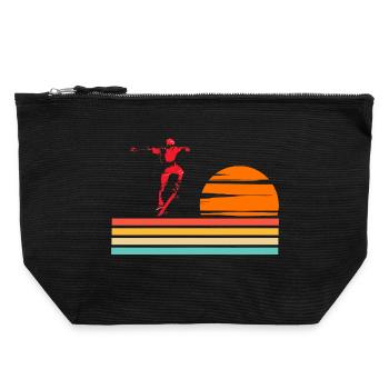 Skateboarding Cool Skater Boy Sonnenuntergang - Canvas Reißverschluss-Täschchen (22 x 23 cm) - Schwarz - Vorne