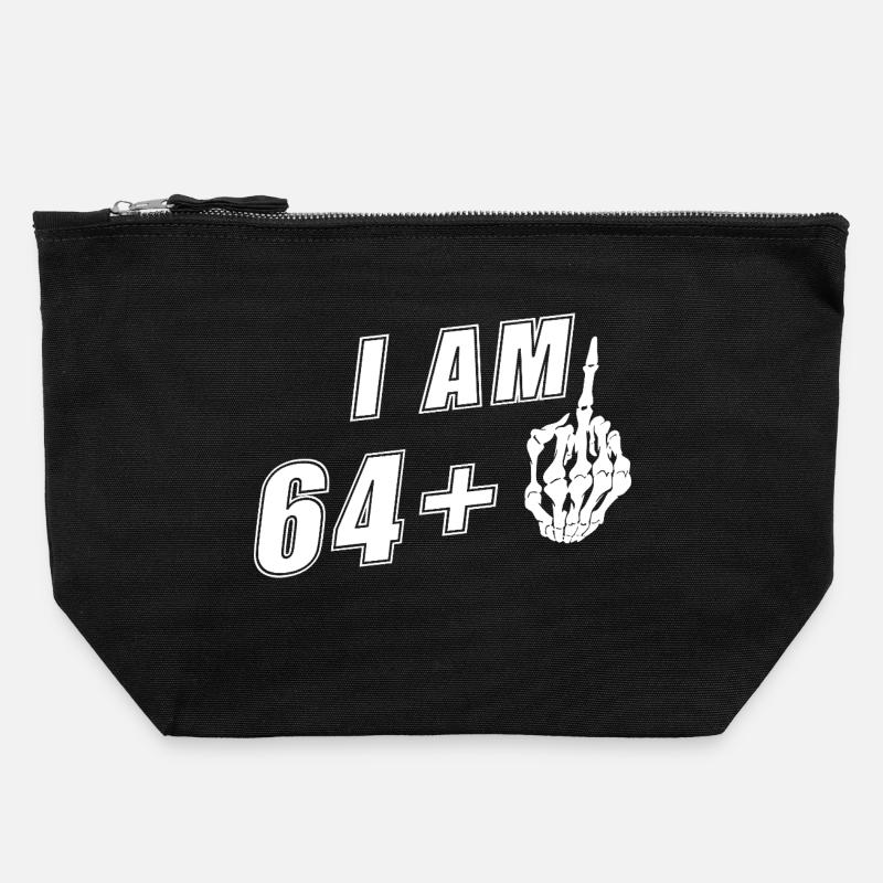 I'm 64 plus Middle Finger - 65th Birthday - Canvas Zip Pouch 22 x 23 cm - black