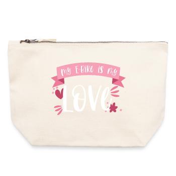 E-Bike Fahrrad E Bike Akku Liebe Geschenk - Canvas Reißverschluss-Täschchen (22 x 23 cm) - Naturweiß - Vorne