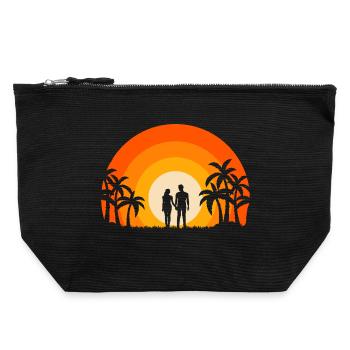 Sommer Sonnenuntergang Palme Strand Ozean Paradies Liebe - Canvas Reißverschluss-Täschchen (22 x 23 cm) - Schwarz - Vorne
