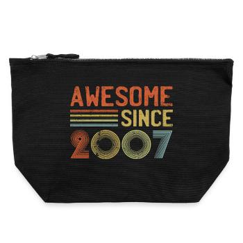 Retro Inspired 'Amazing Since 2007' Typography  - Canvas Zip Pouch 22 x 23 cm - black - Front