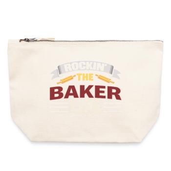 Rockin The Baker Life Bäcker Spruch - Canvas Reißverschluss-Täschchen (22 x 23 cm) - Naturweiß - Vorne