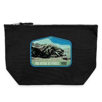 Pyrenees Landscape Escutcheon: Authentic Nature - Canvas Zip Pouch 22 x 23 cm - black - Front
