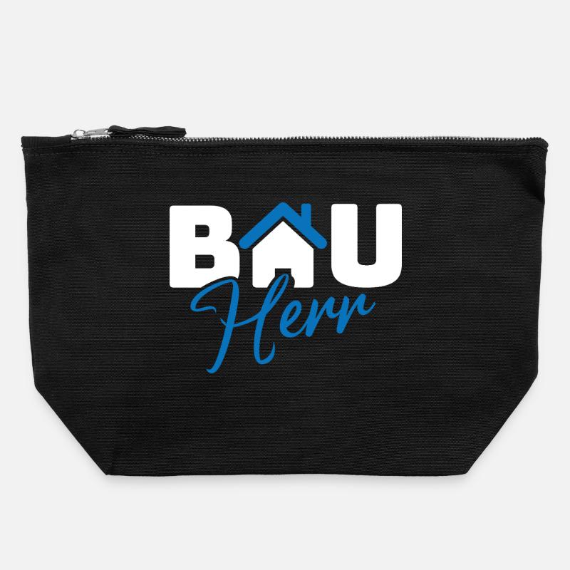 Construction Helmet House Logo - Canvas Zip Pouch 22 x 23 cm - black