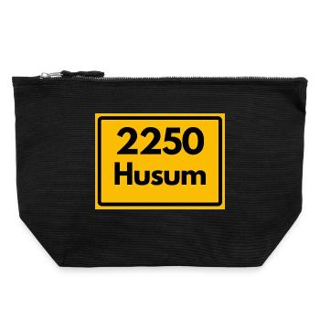 ANCIEN CODE POSTAL RETRO 2250 HUSUM – NORDSEE - Pochette zippée en toile 22 x 23 cm - noir - Devant
