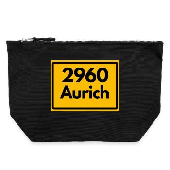 ANCIEN CODE POSTAL 2960 AURICH OSTFRIESLAND - Pochette zippée en toile 22 x 23 cm - noir - Devant