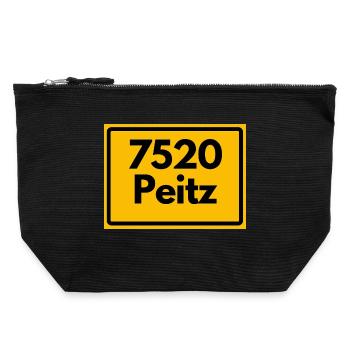 ALTE POSTLEITZAHL PLZ RETRO 7520 PEITZ - Canvas Reißverschluss-Täschchen (22 x 23 cm) - Schwarz - Vorne