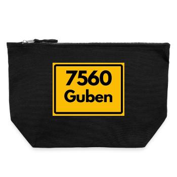 ALTE POSTLEITZAHL PLZ RETRO 7560 GUBEN - Canvas Reißverschluss-Täschchen (22 x 23 cm) - Schwarz - Vorne