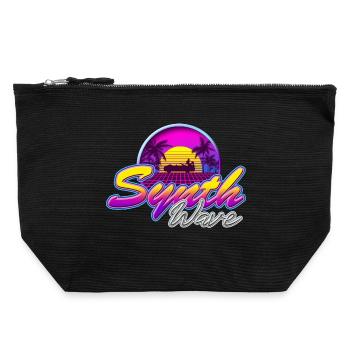Synth-Wave Music Neon-Vibe Electrowave sunset - Canvas Reißverschluss-Täschchen (22 x 23 cm) - Schwarz - Vorne