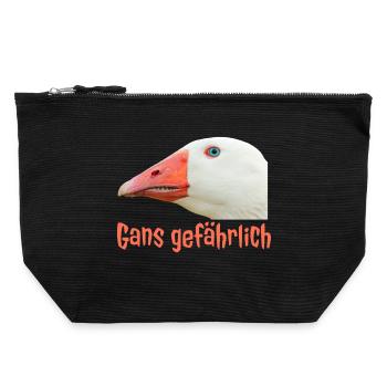 Ganz Gefährlich Gänsekopf - Canvas Reißverschluss-Täschchen (22 x 23 cm) - Schwarz - Vorne