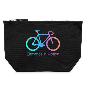 Bicyclette Élégance en Mouvement - Pochette zippée en toile 22 x 23 cm - noir - Devant