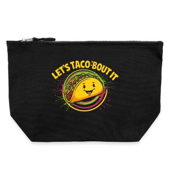 Let's Taco'bout It – Funny Taco Design - Canvas Zip Pouch 22 x 23 cm - black - Front