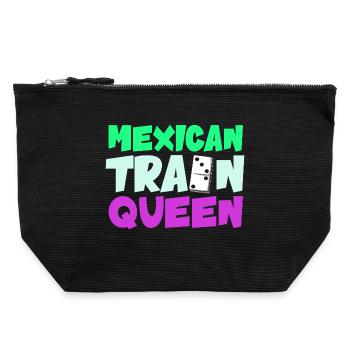 Mexican Train Domino - Canvas Reißverschluss-Täschchen (22 x 23 cm) - Schwarz - Vorne