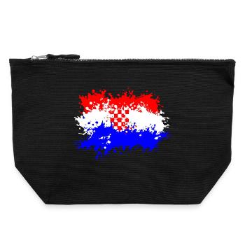 Kroatien Flagge Splash - Canvas Reißverschluss-Täschchen (22 x 23 cm) - Schwarz - Vorne