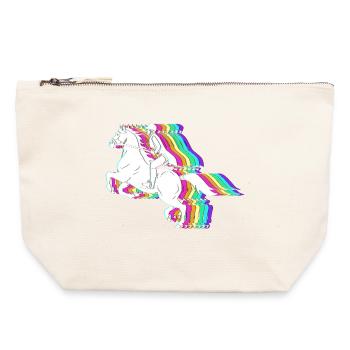 Courses de chevaux - Pochette zippée en toile 22 x 23 cm - blanc naturel - Devant