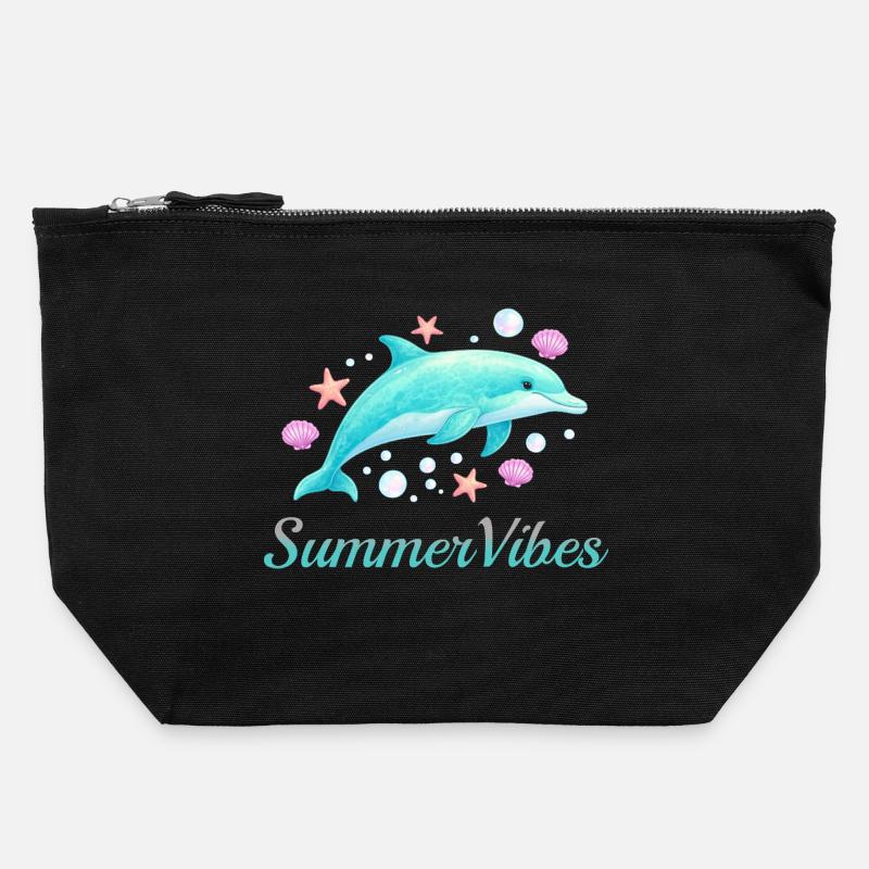 Summer Vibes - Canvas Reißverschluss-Täschchen (22 x 23 cm) - Schwarz