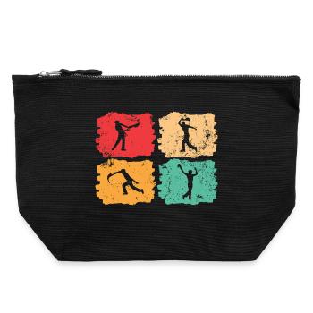 Pelote basque vintage retro - Pochette zippée en toile 22 x 23 cm - noir - Devant