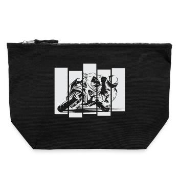 Moto de course moto piste de course symbole vélo de course - Pochette zippée en toile 22 x 23 cm - noir - Devant