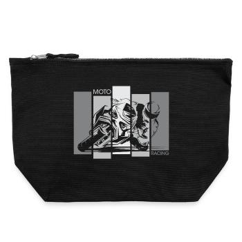 Motorcycle Racing Moto Biker Illustration Icon - Canvas Zip Pouch 22 x 23 cm - black - Front