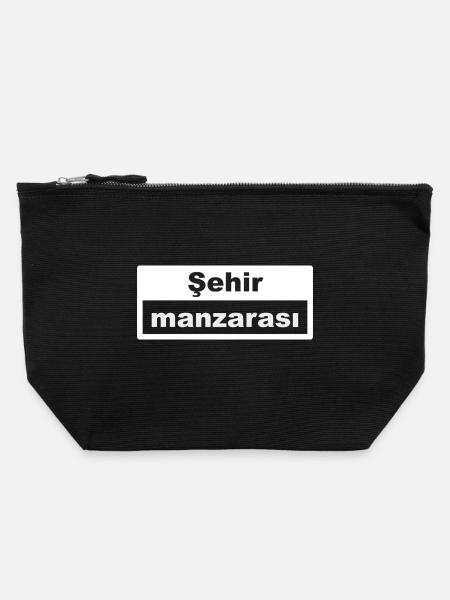 Stadtbild Typografie türkisch - Canvas Reißverschluss-Täschchen (22 x 23 cm) - Schwarz